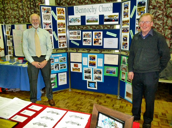 George Grant and Ron Steedman at the Bennochy Church stand at the Celebrate and Discover event at Kirkcaldy High School