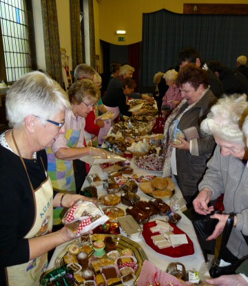 Busy home baking stall at the Christmas Fayre
