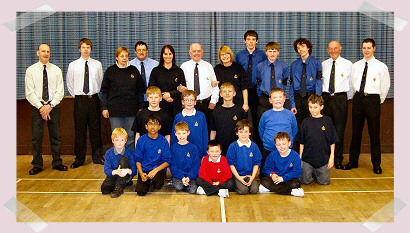 Some members of the Boys' Brigade led by John Methven MBE