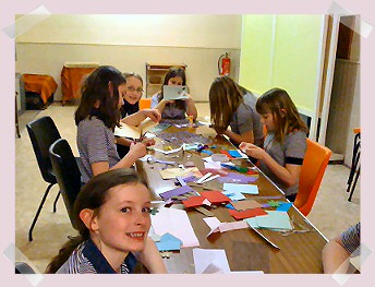 The Guides are busy making cards
